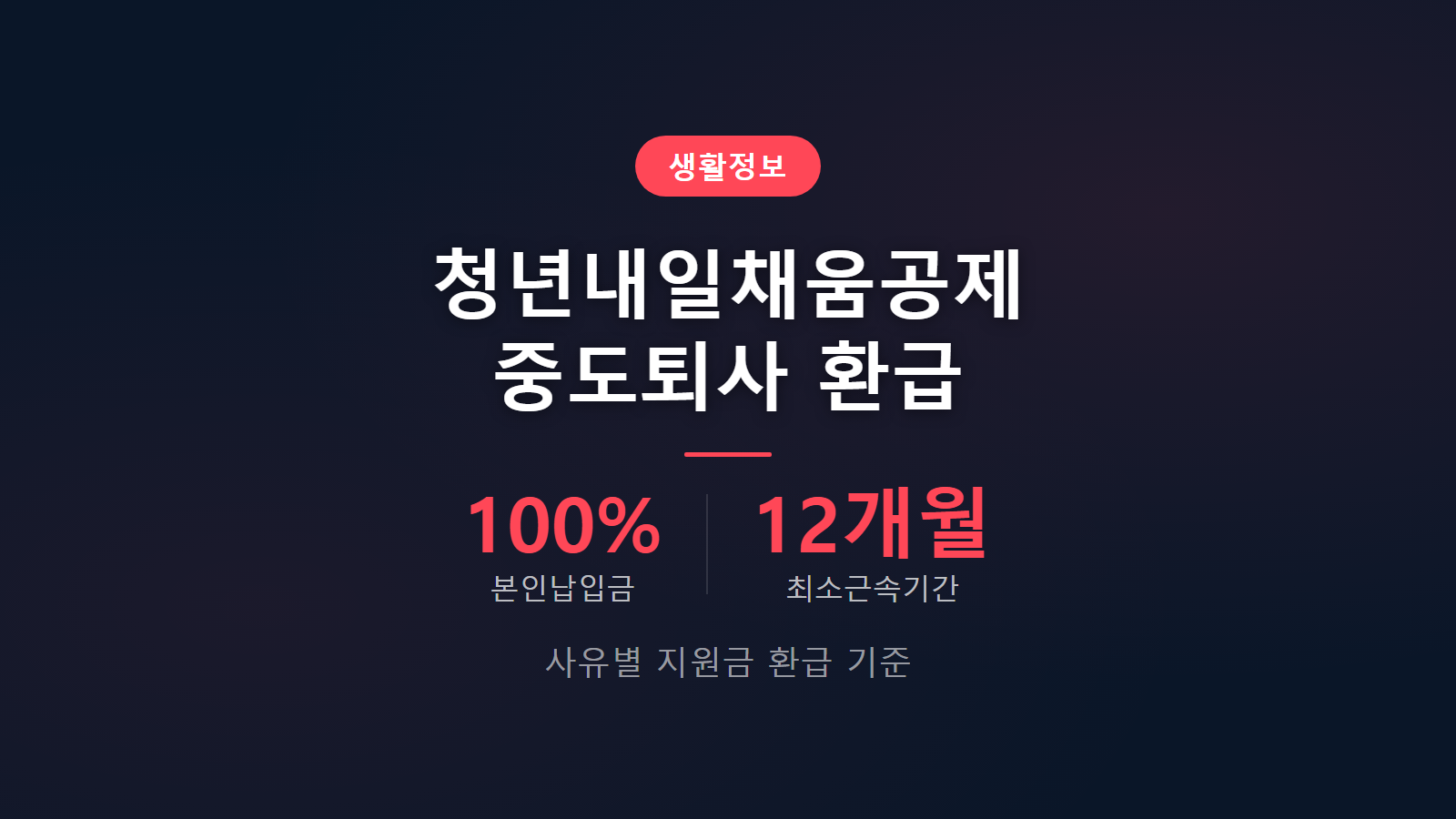 청년내일채움공제 중도퇴사 환급 12개월 이상 지원금 환급조건 안내 이미지