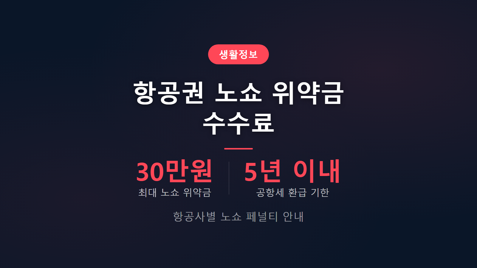 항공권 노쇼 위약금 얼마 1만5천원에서 30만원 추가 부과 및 공항세 환급 안내 이미지
