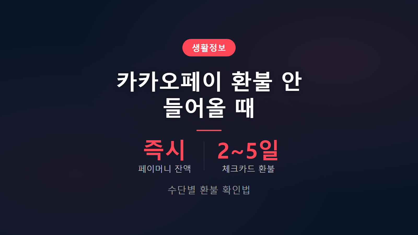 카카오페이 결제 취소 환불 안 들어올 때 3단계 자가진단 및 결제수단별 소요기간 확인 이미지