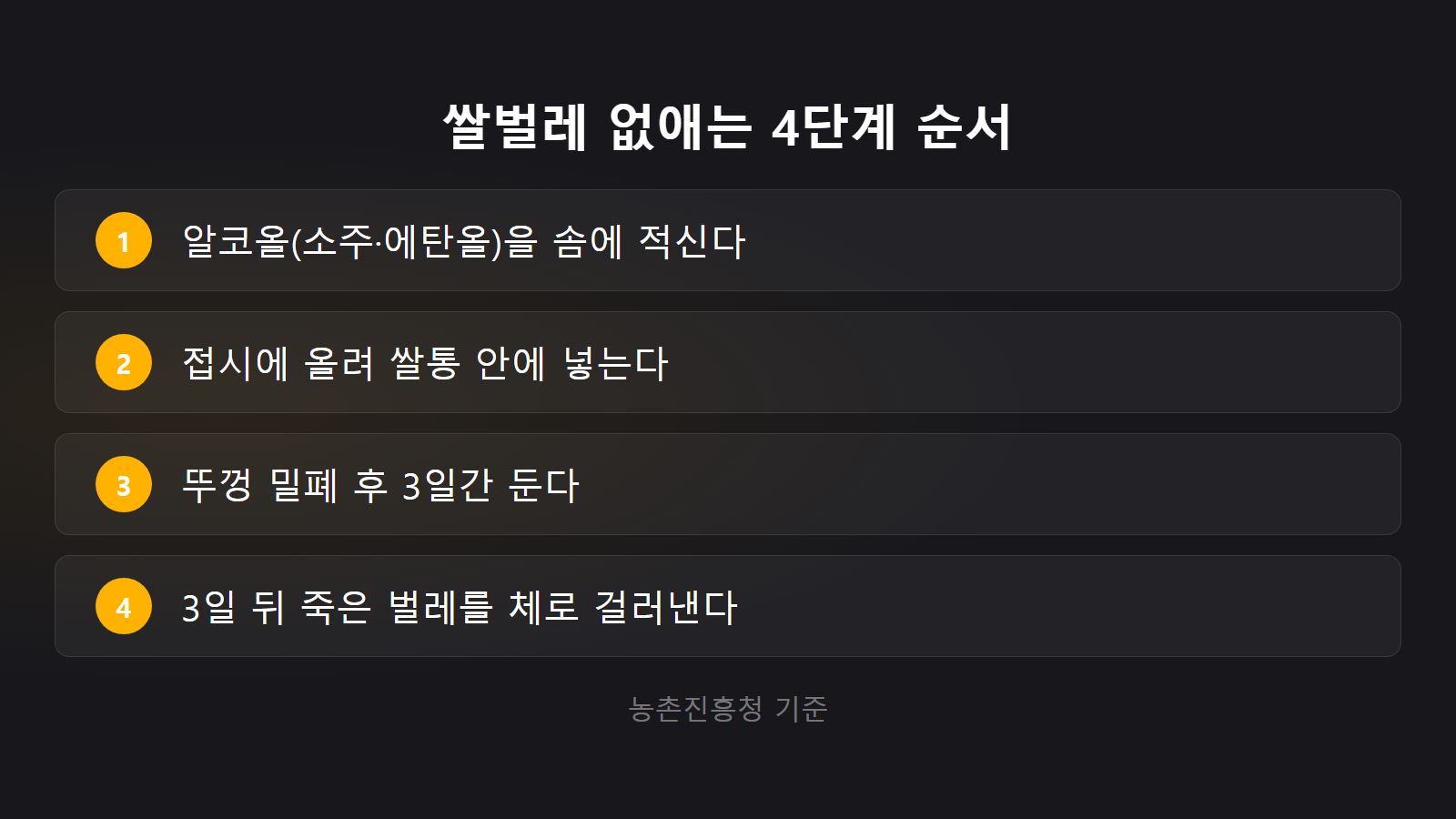 쌀벌레 생겼을 때 없애는 법 소주 밀폐 4단계 체크리스트 이미지