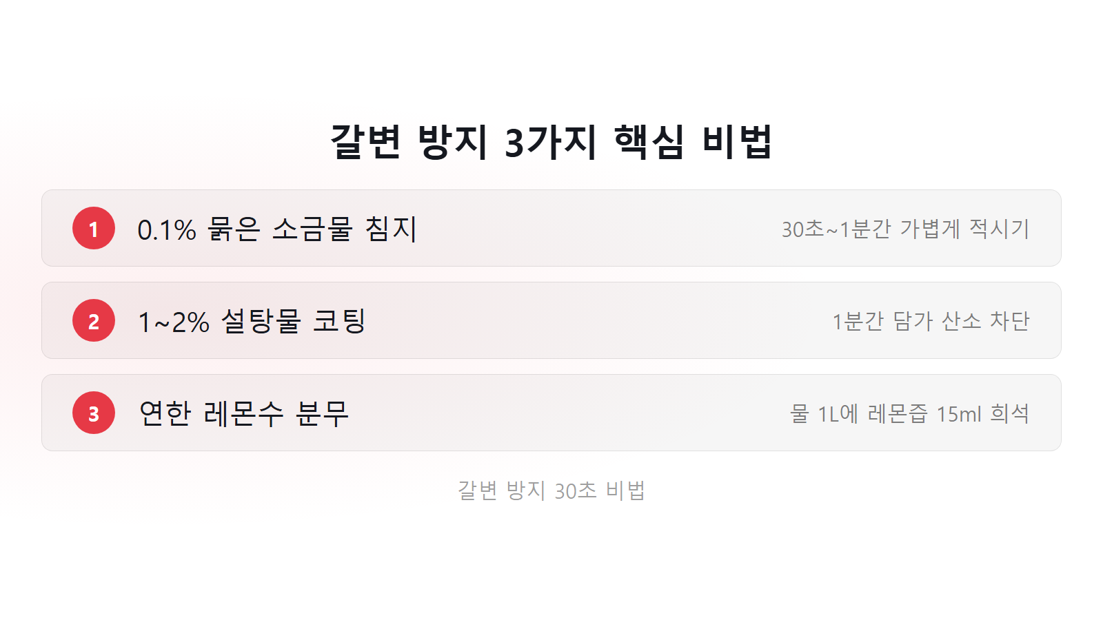 사과 잘라두면 갈색 되는 이유 30초 갈변 방지 3가지 비법 체크리스트 이미지