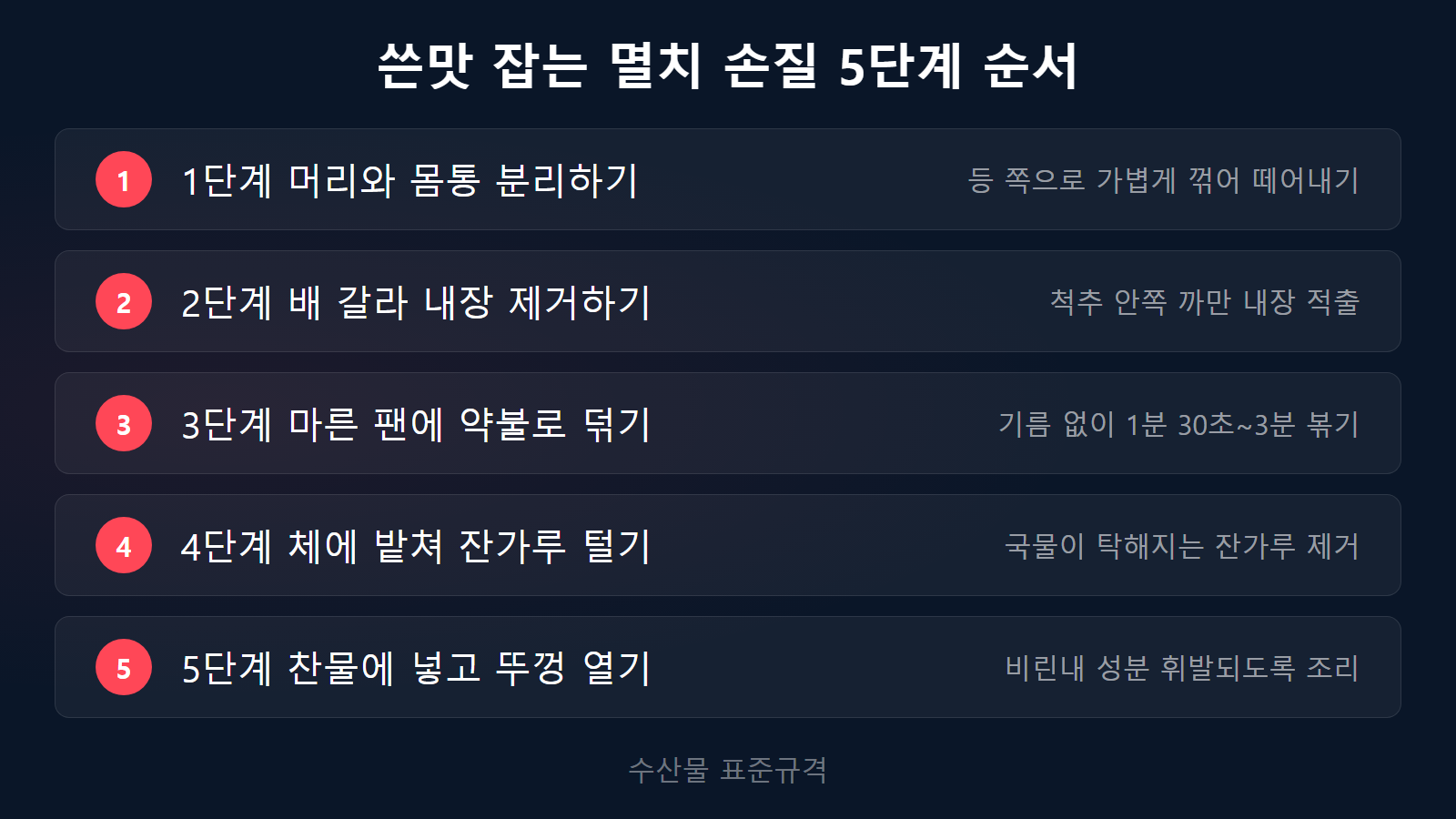 멸치 육수 내기 전 손질하는 법 5단계 순서와 내장 제거 체크리스트 이미지