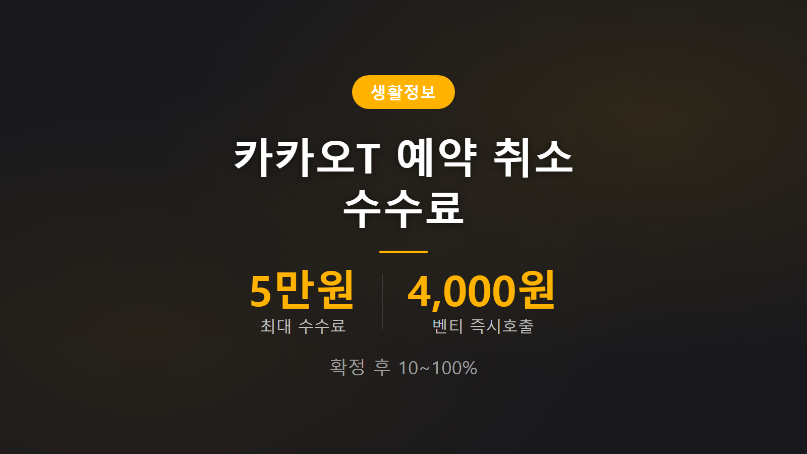 카카오T 예약 취소 수수료 확정 여부 시간 구간별 최대 5만원 안내 이미지