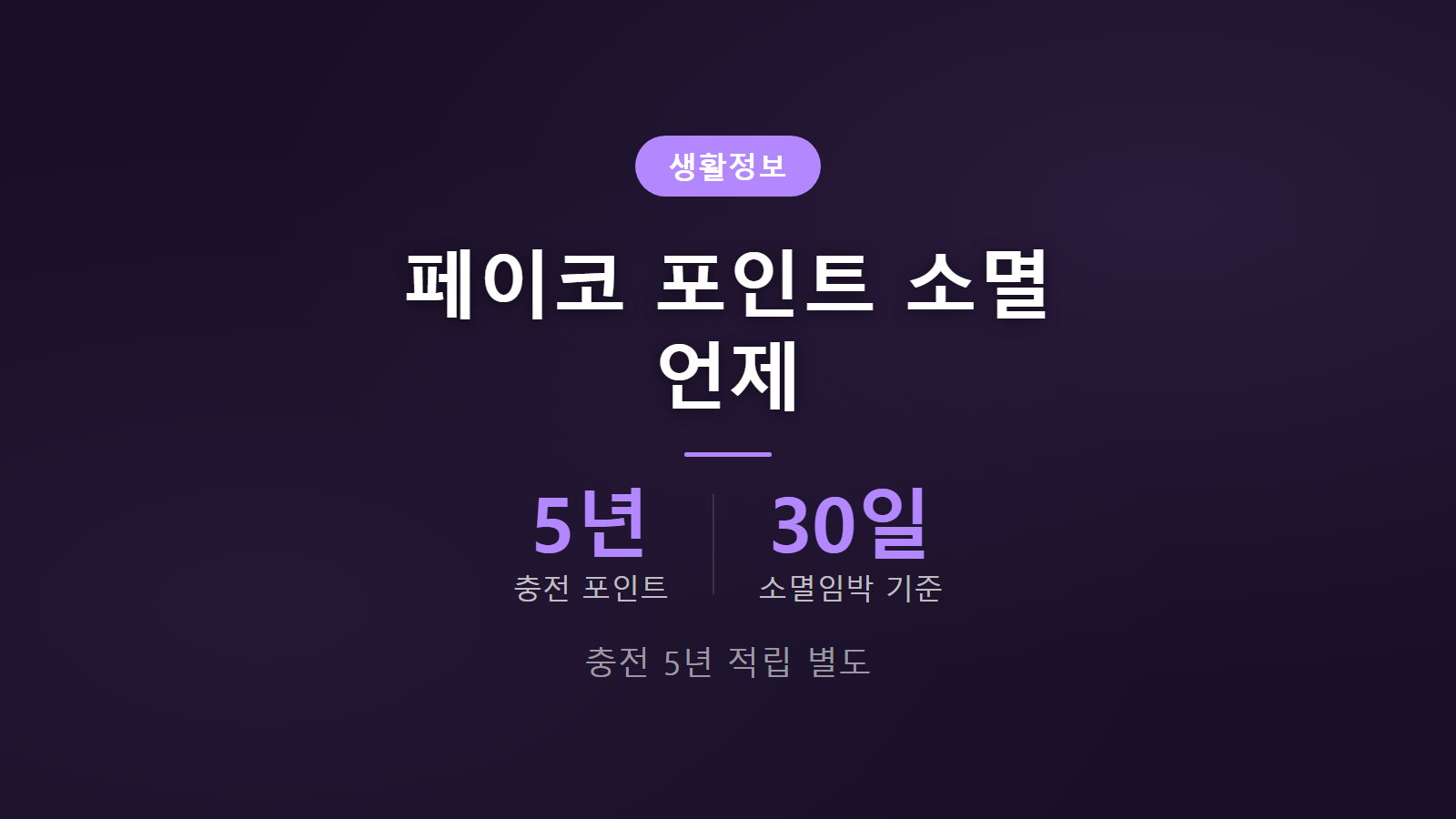 페이코 포인트 소멸 언제 되나 충전 5년 적립 별도 확인 이미지