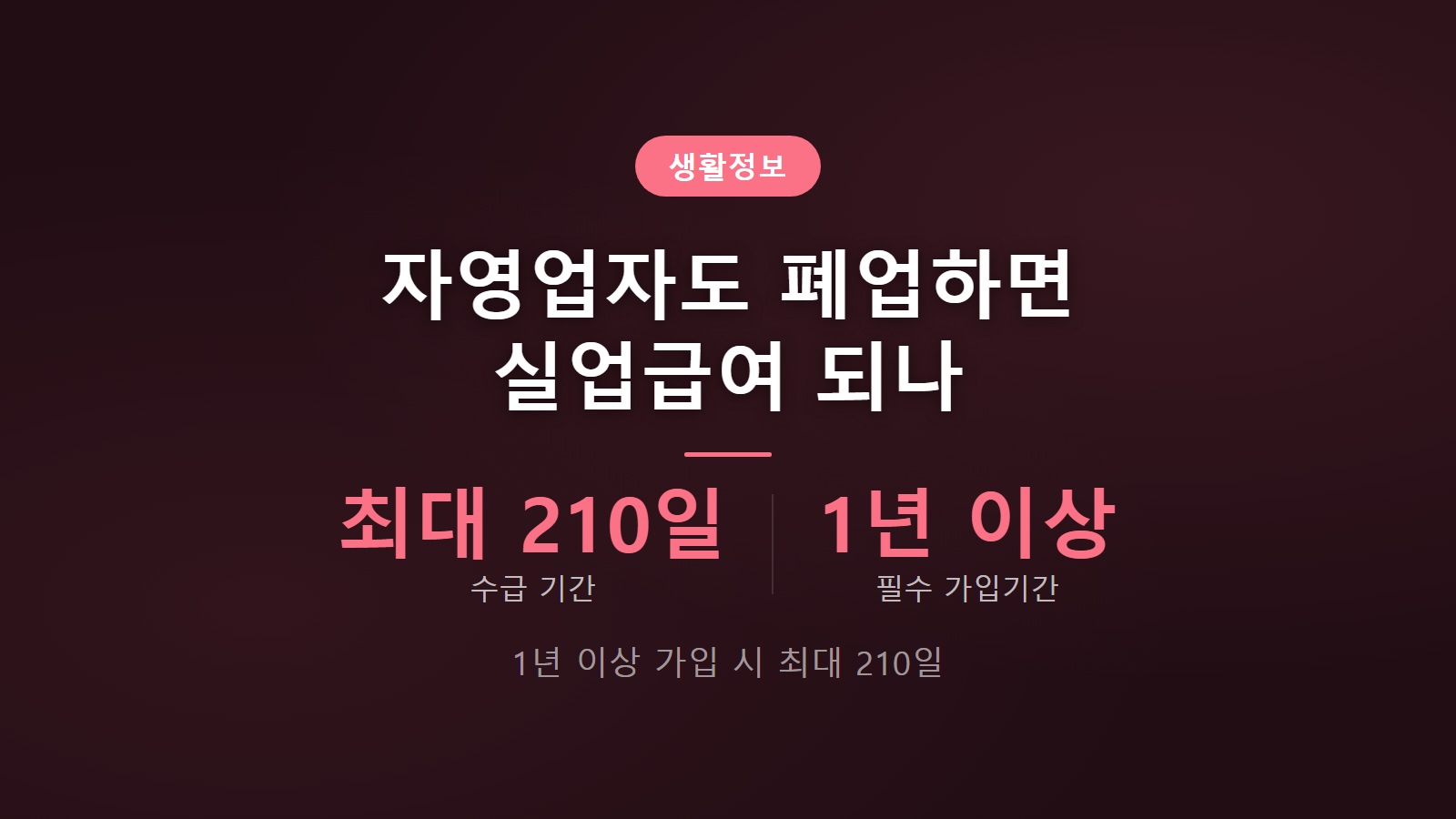 자영업자 폐업해도 실업급여 되나 최대 210일 수급 요건 및 신청 방법 이미지