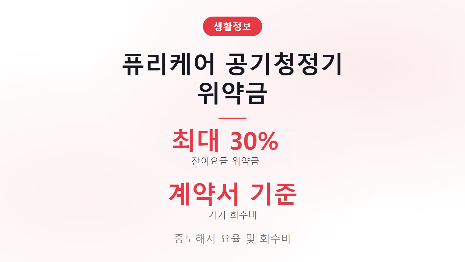 LG퓨리케어 공기청정기 중도해지 위약금 회수비 및 기간별 요율 안내 썸네일 이미지