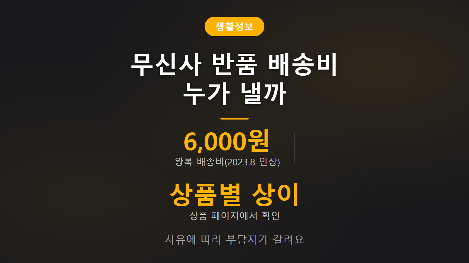 무신사 반품 배송비 사유별 부담 차이를 보여주는 이미지