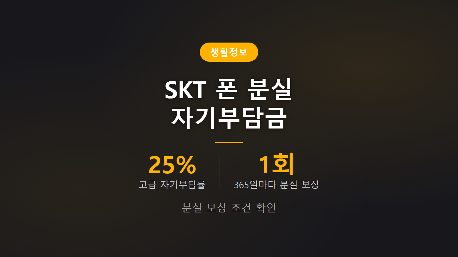SKT 휴대폰 분실 자기부담금 얼마 손해액 25퍼센트 고급 상품 이미지