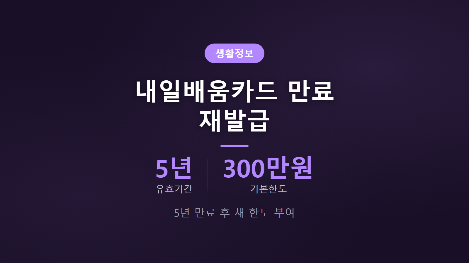 내일배움카드 유효기간 만료 후 재발급 되나 5년 300만원 지원 한도 안내 이미지