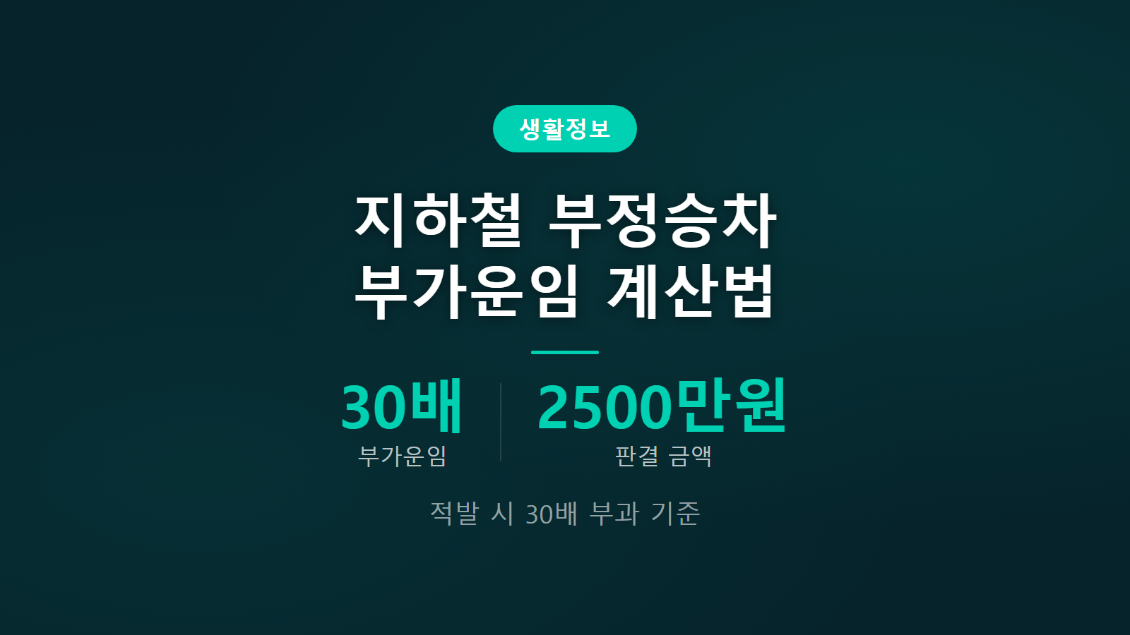 지하철 부정승차 부가운임 30배 기준 및 과거분 소급 부과 안내 이미지