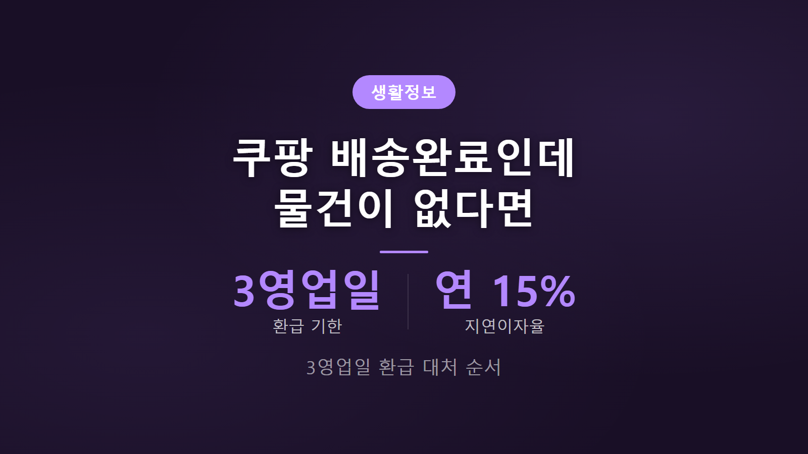 쿠팡 배송완료인데 물건 없을 때 3영업일 환급 및 대처 순서 안내 이미지