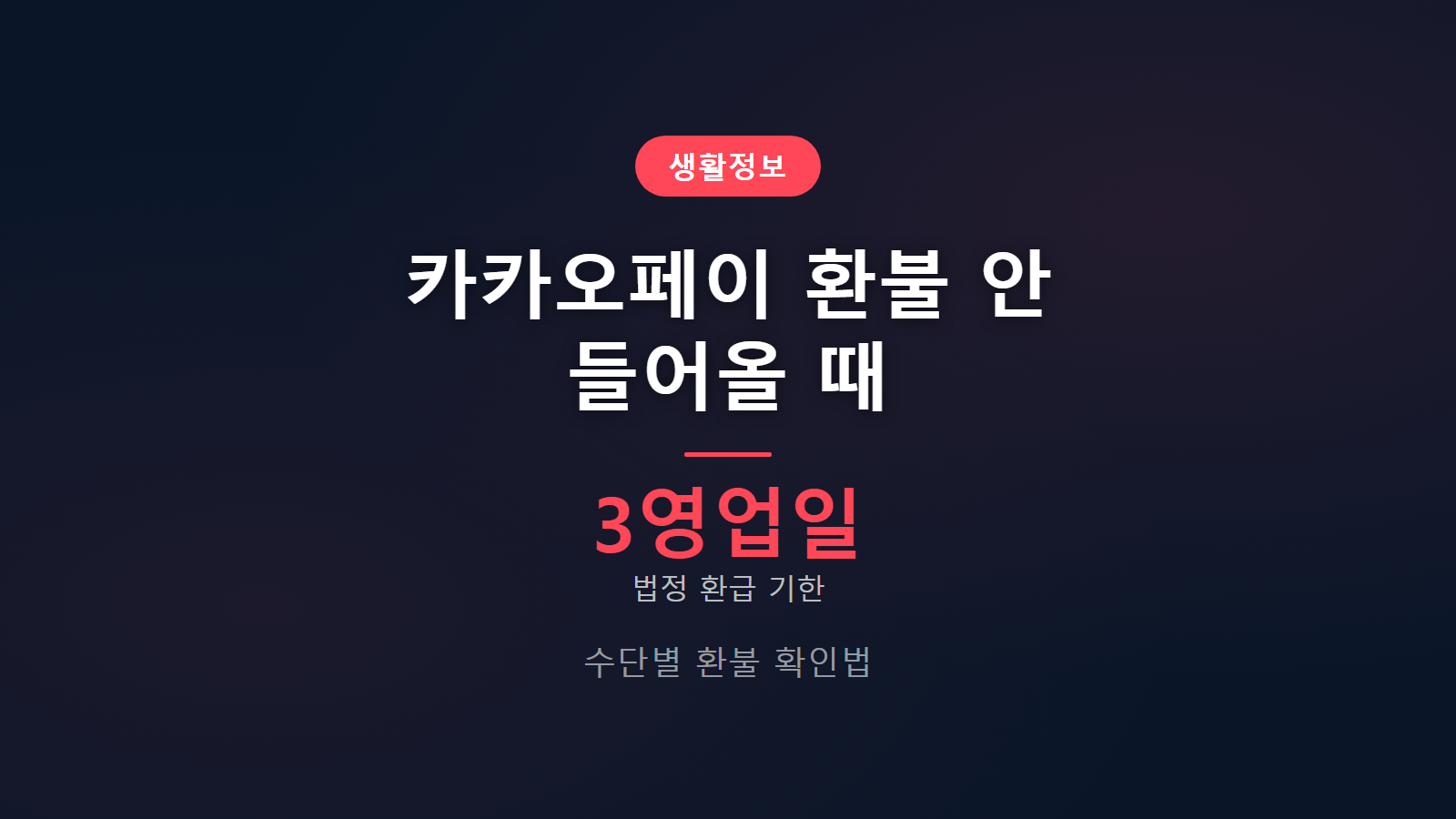 카카오페이 환불 안 들어올 때 법정 환급 기한 3영업일 안내 이미지