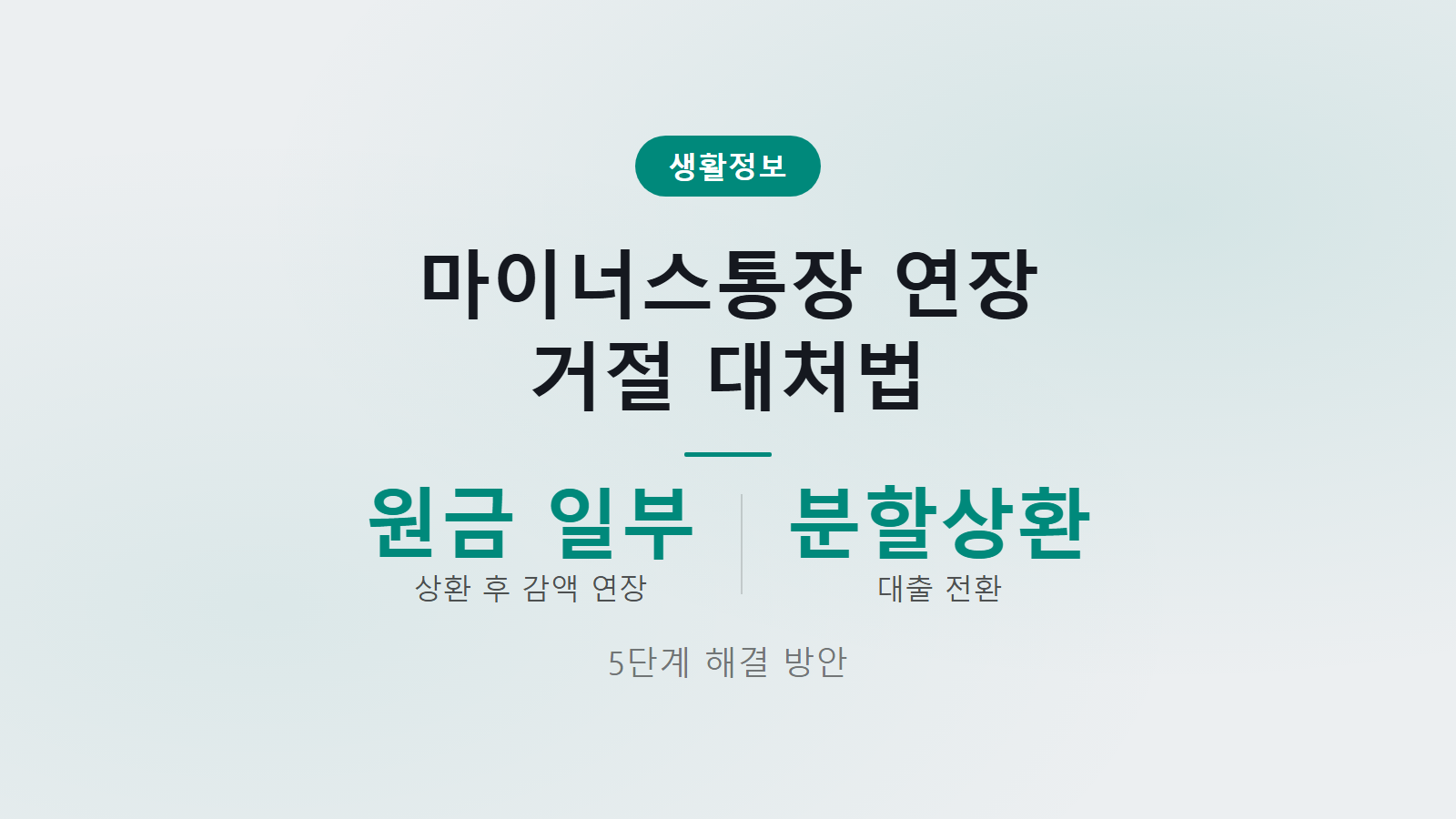 마이너스통장 연장 거절 대처법 원금 일부 상환 분할상환 전환 이미지