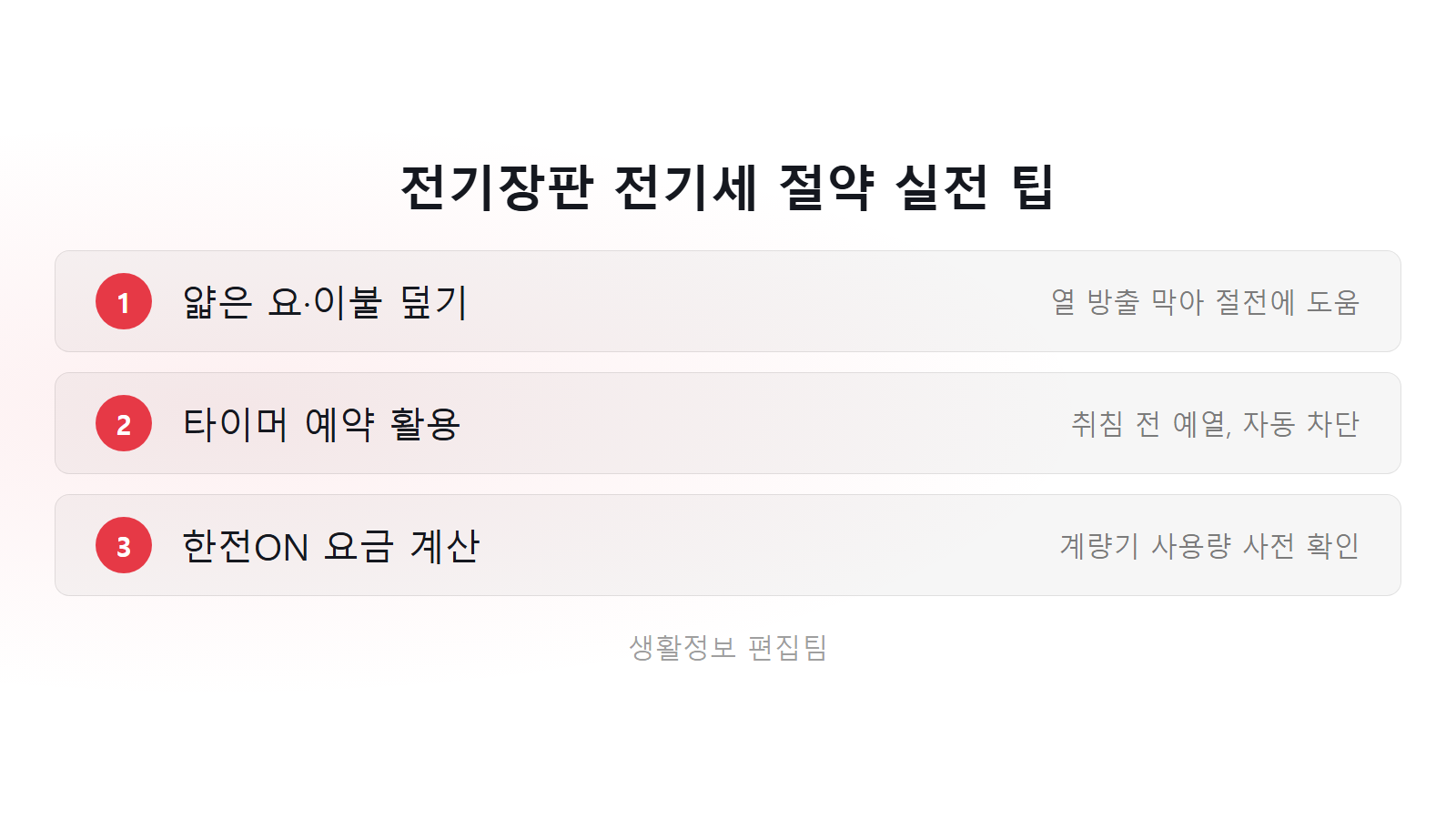 전기장판 하루종일 전기세 절약 실전 수칙 3단계 체크리스트 이미지