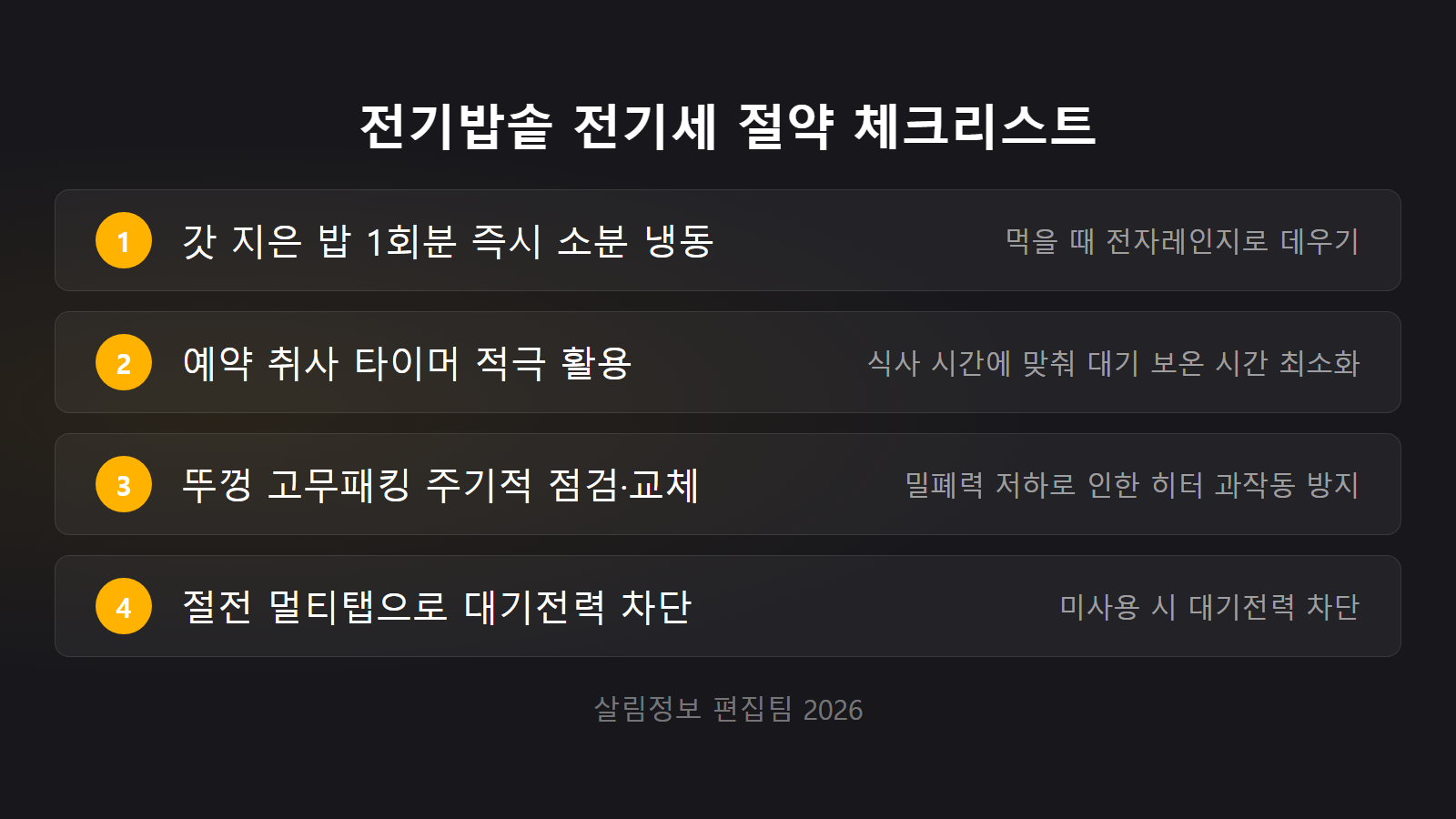 전기밥솥 보온 전기세 하루 얼마 절약 실전 관리법 체크리스트 이미지