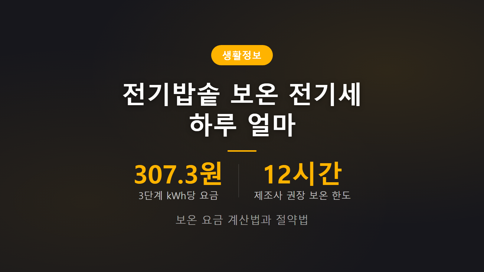 전기밥솥 보온 전기세 하루 얼마 썸네일