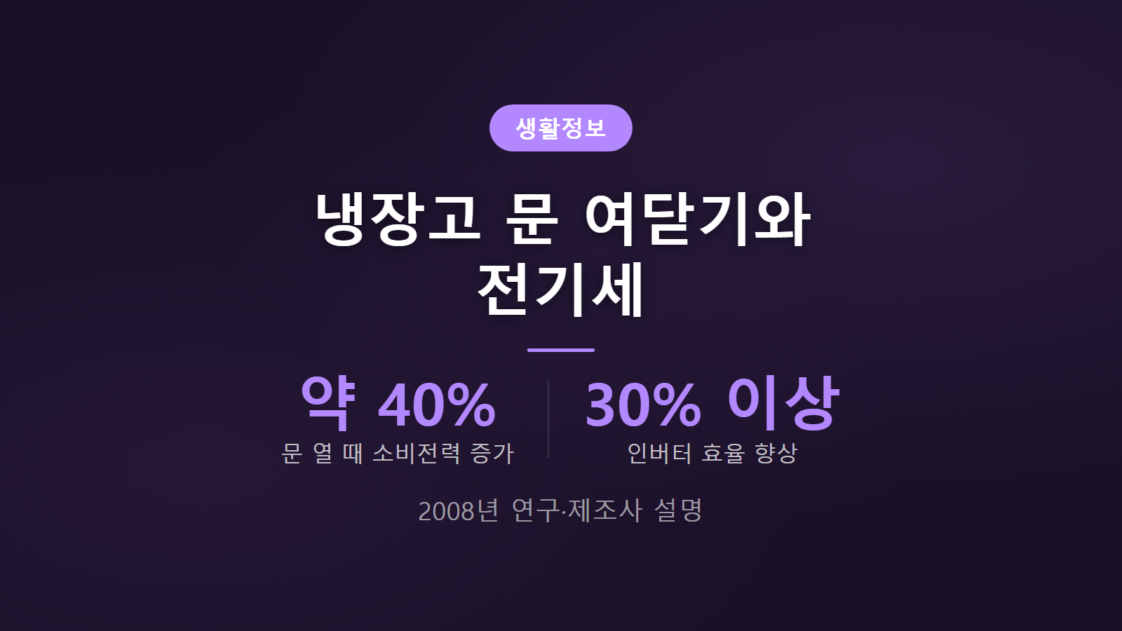 냉장고 문 여닫기 전기세 소비전력 약 40퍼센트 증가 이미지